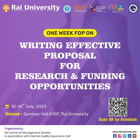 One Week FDP On Writing Effective Proposal For Research & Funding Opportunities on 10-14 July 2023