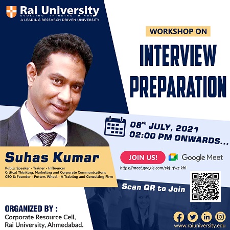 Workshop on Interview Preparation on 8<sup>th</sup> July 2021