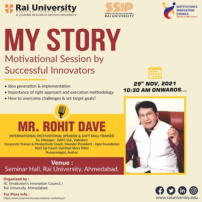 Guest Lecture on My Story - Motivational Session by Successful Innovators on 29<sup>th</sup> November 2021