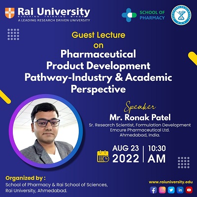 Guest Lecture on Pharmaceutical Product Development Pathway-Industry & Academic Perspective on 23<sup>th</sup> August 2022