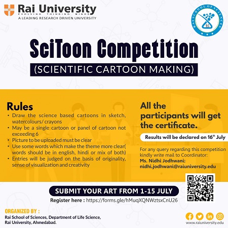Scientific Cartoon Making Competition on 1<sup>st</sup> to 15<sup>th</sup>  July 2021