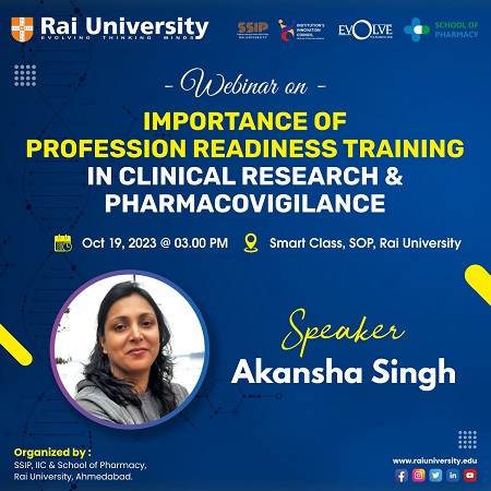 Webinar on Importance of Profession Readiness Training in Clinical Research & Pharmacovigilance on </strong>19<sup>th</sup> October 2023