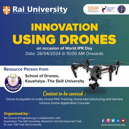 Innovation Using Drones on occasion of World IPR Day on 26<sup>th</sup> April, 2024